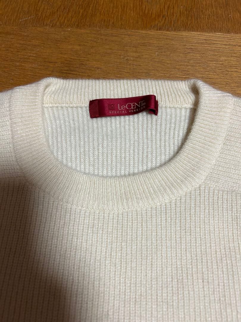 【美品】le cent レセント LeCENT 林田 カシミヤセーター オフ白L