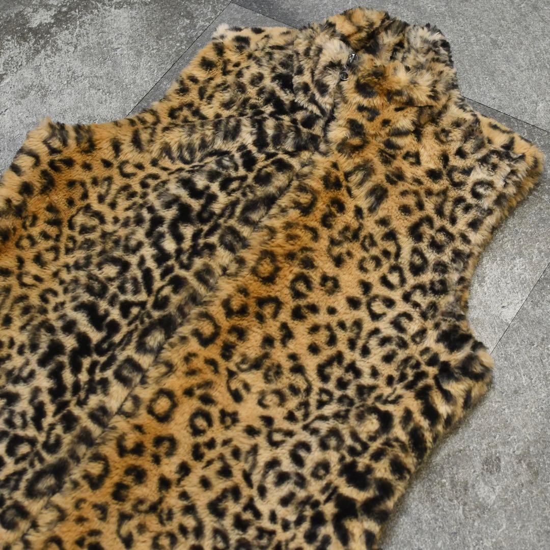 古着 レオパード柄 フェイクファー ファーベスト ベスト ヒョウ柄