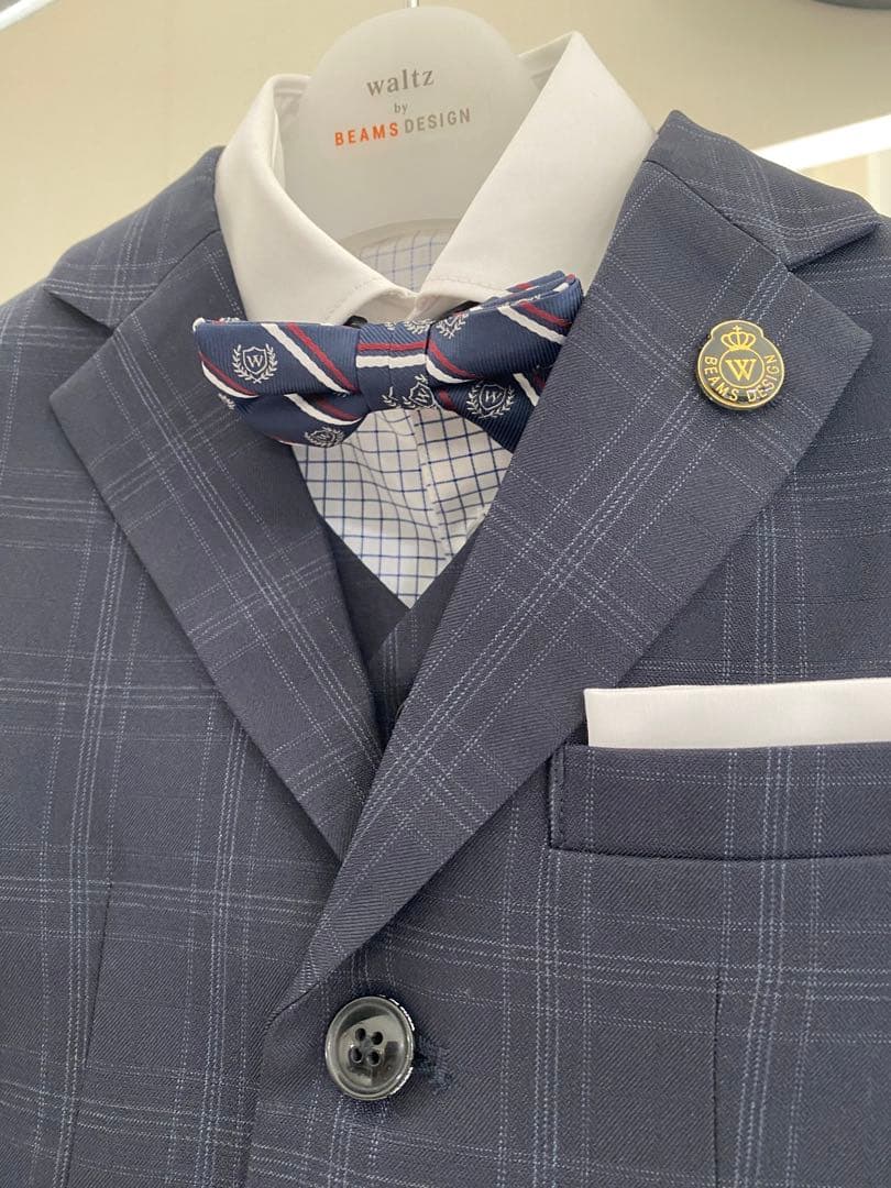 ネイビー チェック柄 スーツセット