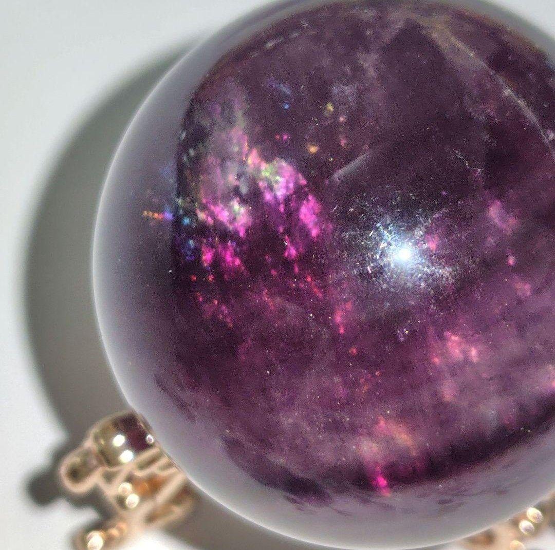 天然石✨ドラキュラフローライト✨マイカ共生 虹ギラギラ ライトで赤になる珍しい子