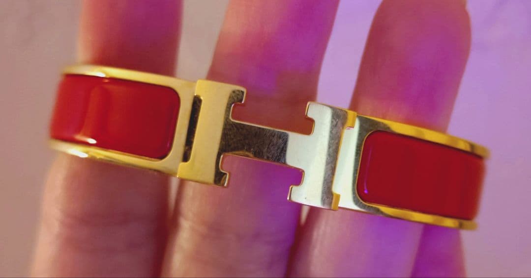 HERMES　クリックバングル　赤