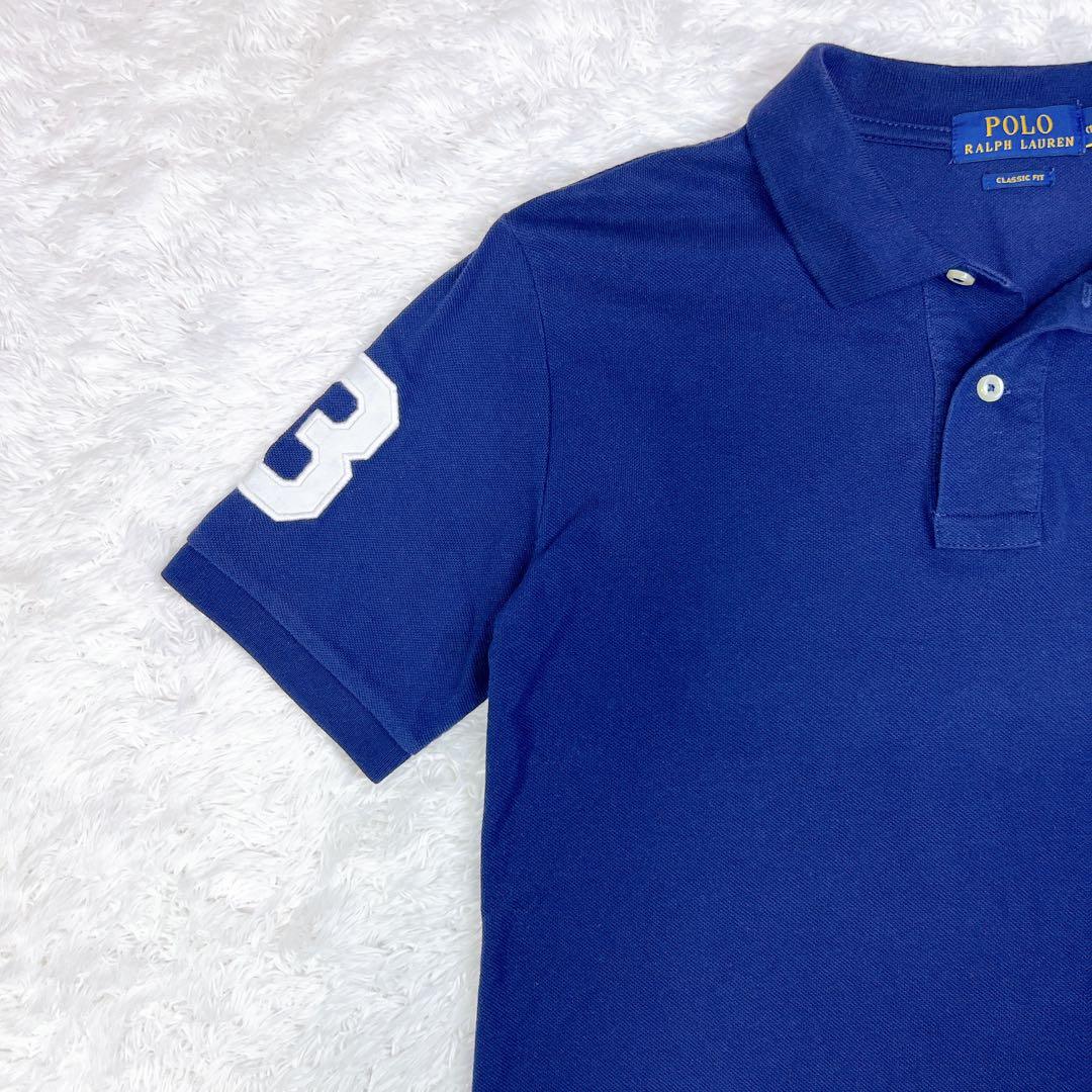 美品✨ポロラルフローレン ポロシャツ ネイビー ビッグポニー 刺繍白 y2k M