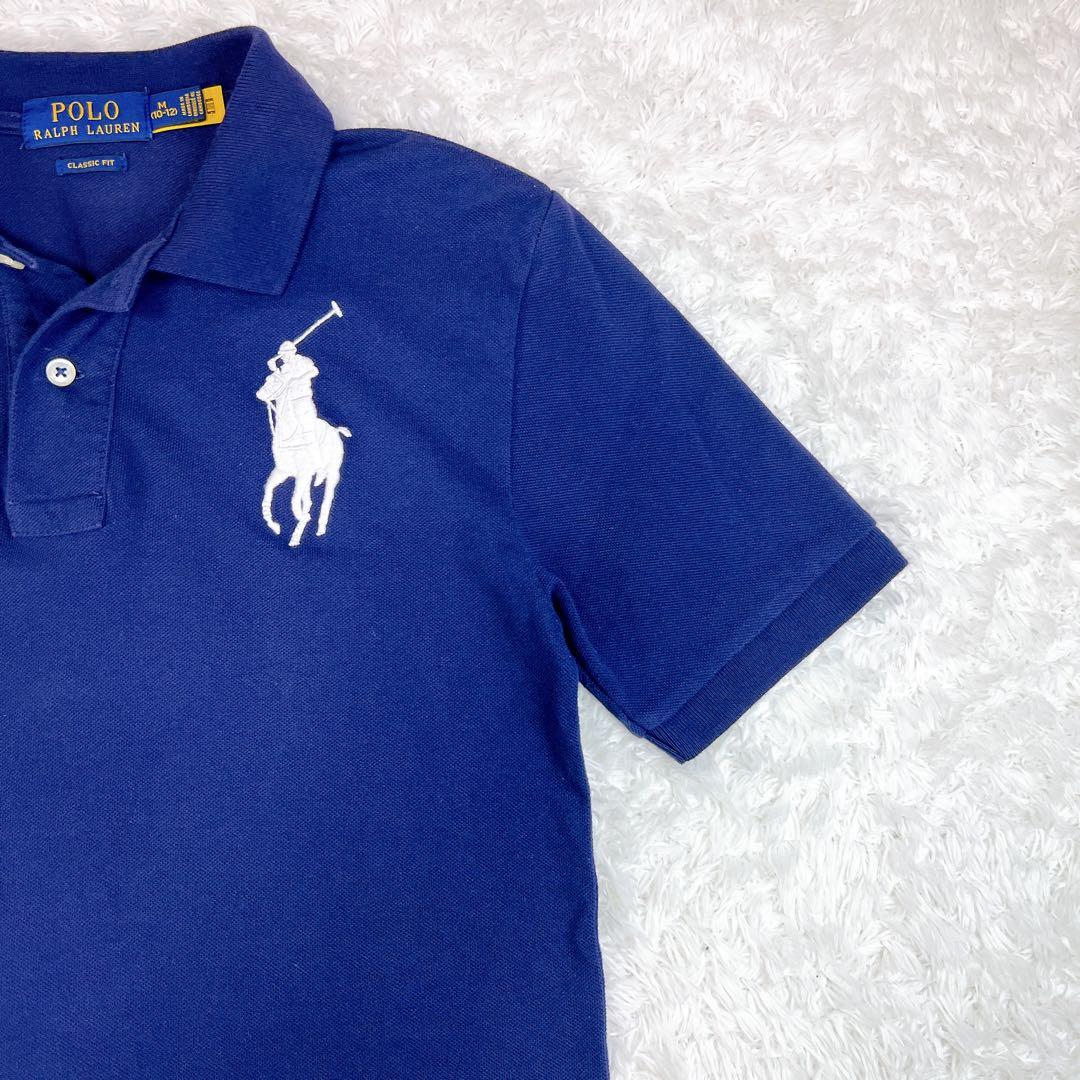 美品✨ポロラルフローレン ポロシャツ ネイビー ビッグポニー 刺繍白 y2k M