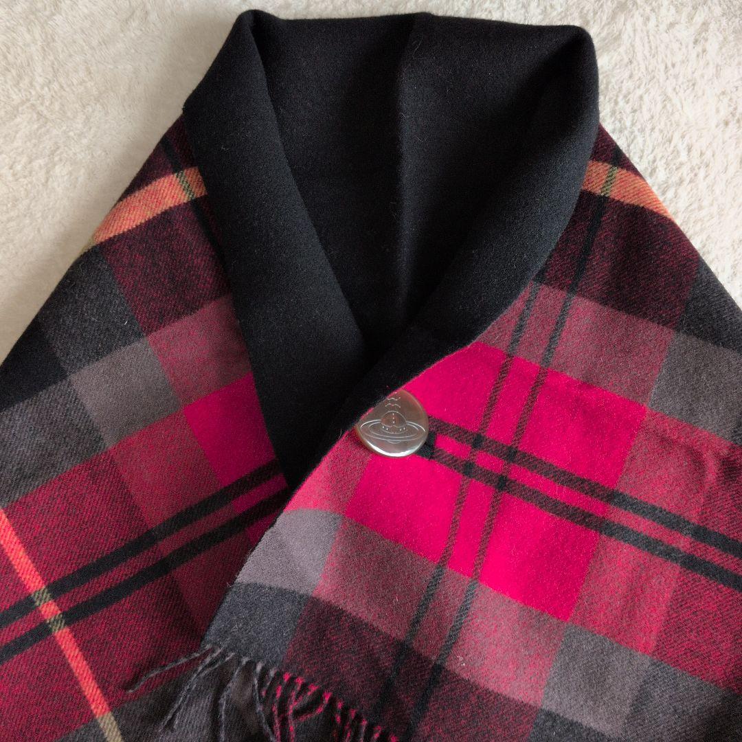 VivienneWestwood 黒赤チェック ポンチョマフラー