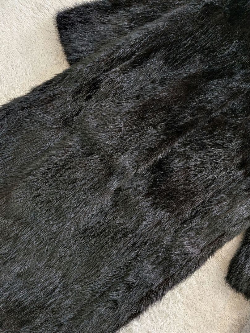 希少　SAGA MINK　マキシ丈　13号　 ロングコート レザーパイピング