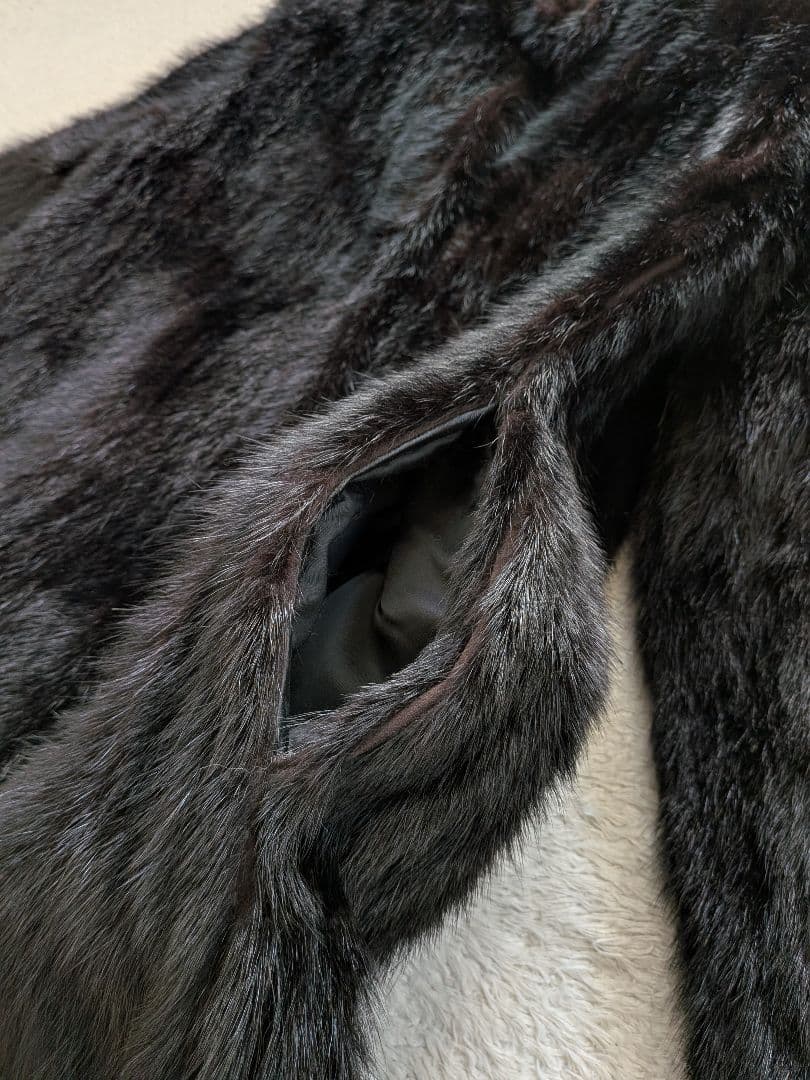 希少　SAGA MINK　マキシ丈　13号　 ロングコート レザーパイピング