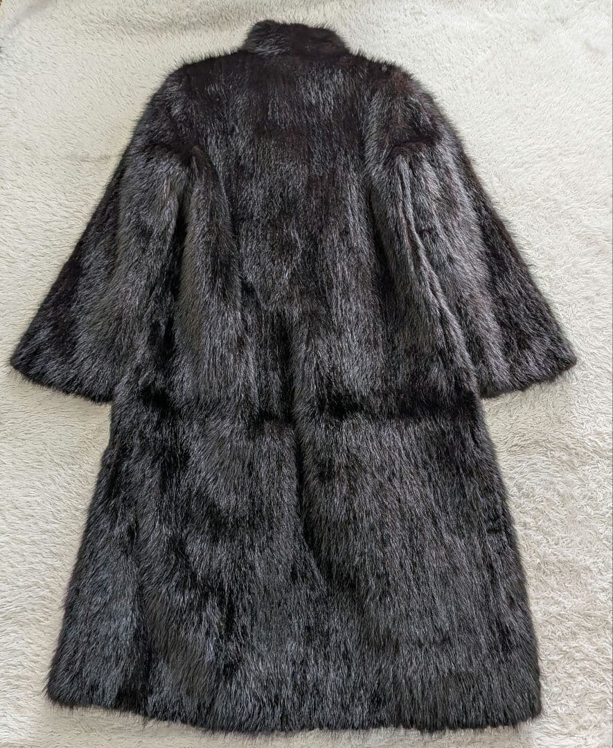 希少　SAGA MINK　マキシ丈　13号　 ロングコート レザーパイピング