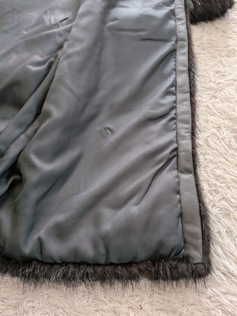 希少　SAGA MINK　マキシ丈　13号　 ロングコート レザーパイピング