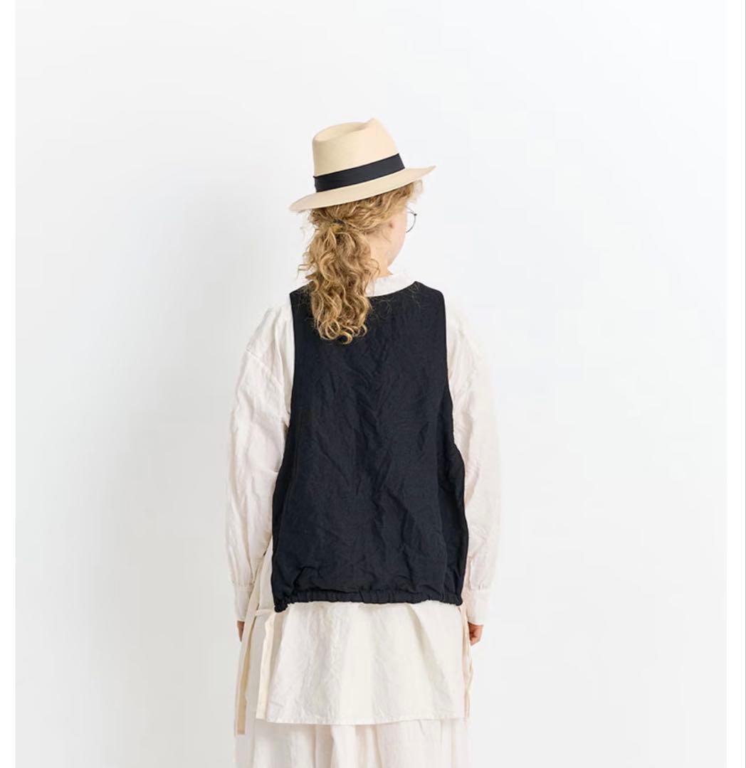 vc2804 ウールリネン リバーシブルベスト BK