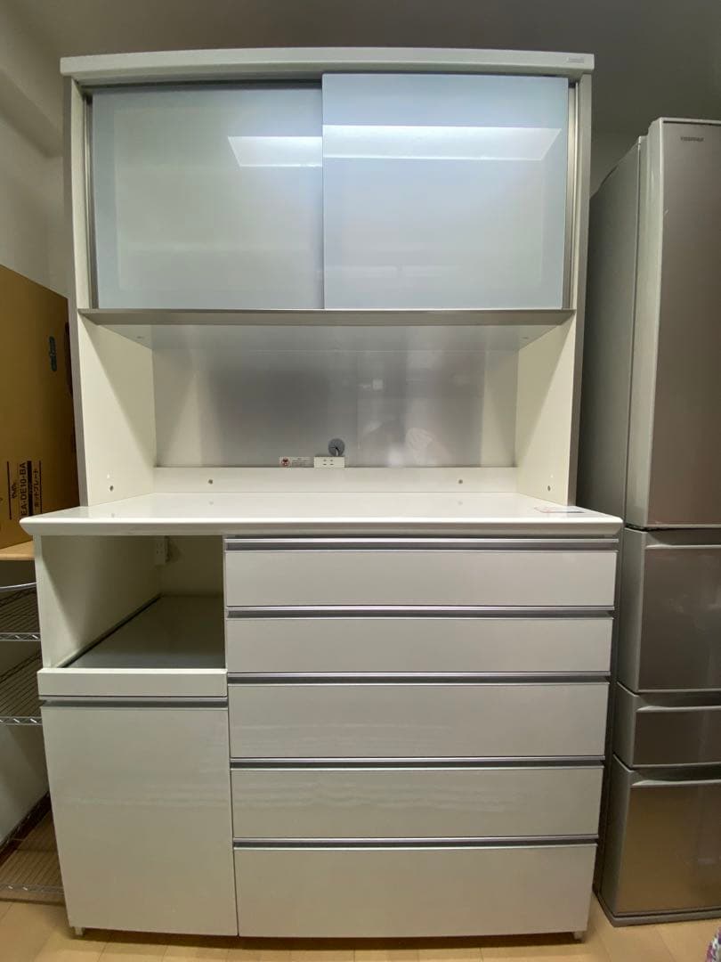 パモウナ キッチンボード カップボード 食器棚 幅120 キッチン収納