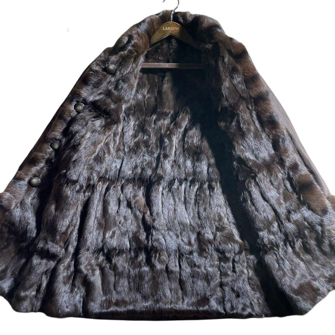 防寒抜群✨極美品✨リバーシブルコート 着丈86 リアルファー 毛皮 シルク100