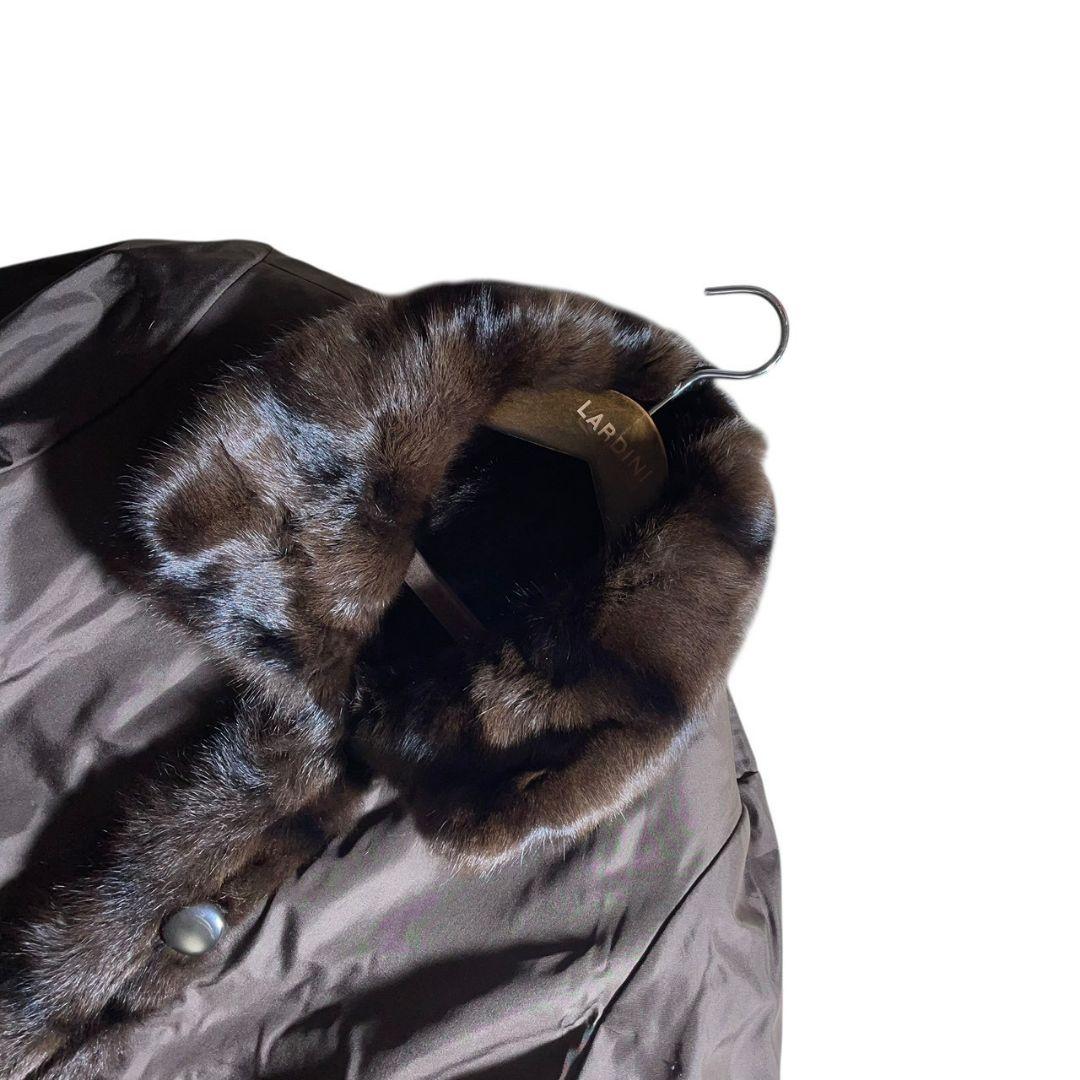 防寒抜群✨極美品✨リバーシブルコート 着丈86 リアルファー 毛皮 シルク100