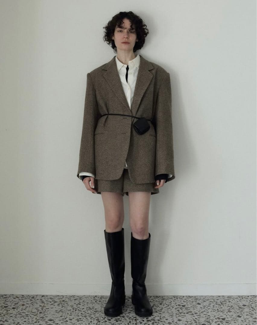 新品 完売anuke Herringbone Wool Jacket ベージ38