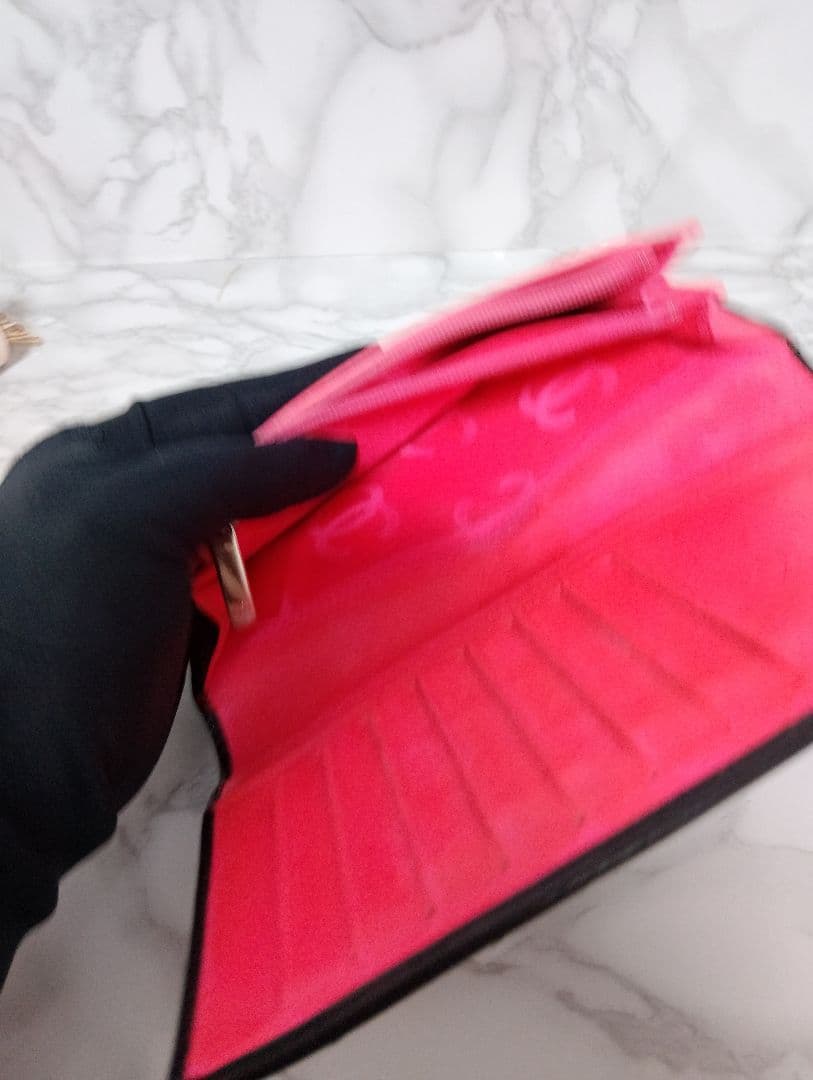 CHANEL カンボンライン 長財布 ブラック　マトラッセ