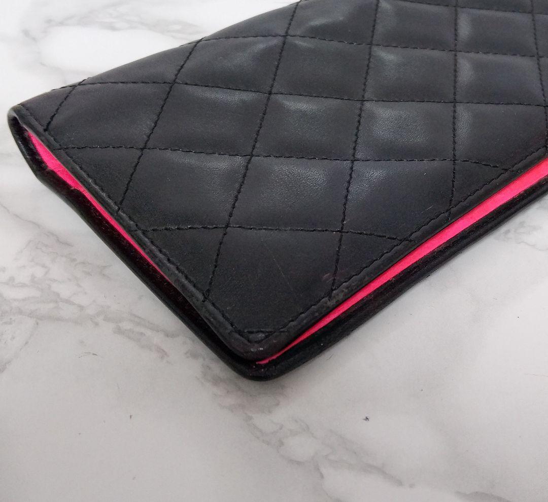 CHANEL カンボンライン 長財布 ブラック　マトラッセ