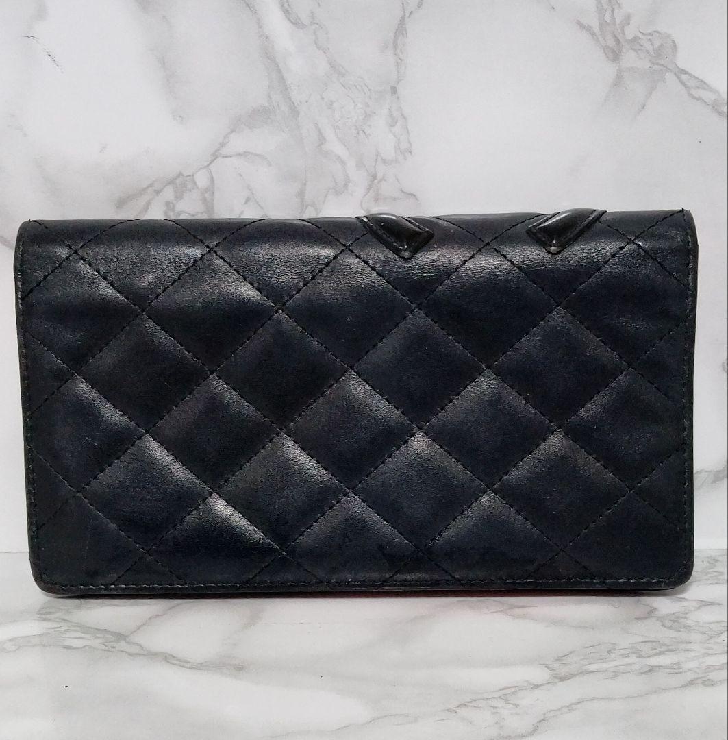 CHANEL カンボンライン 長財布 ブラック　マトラッセ