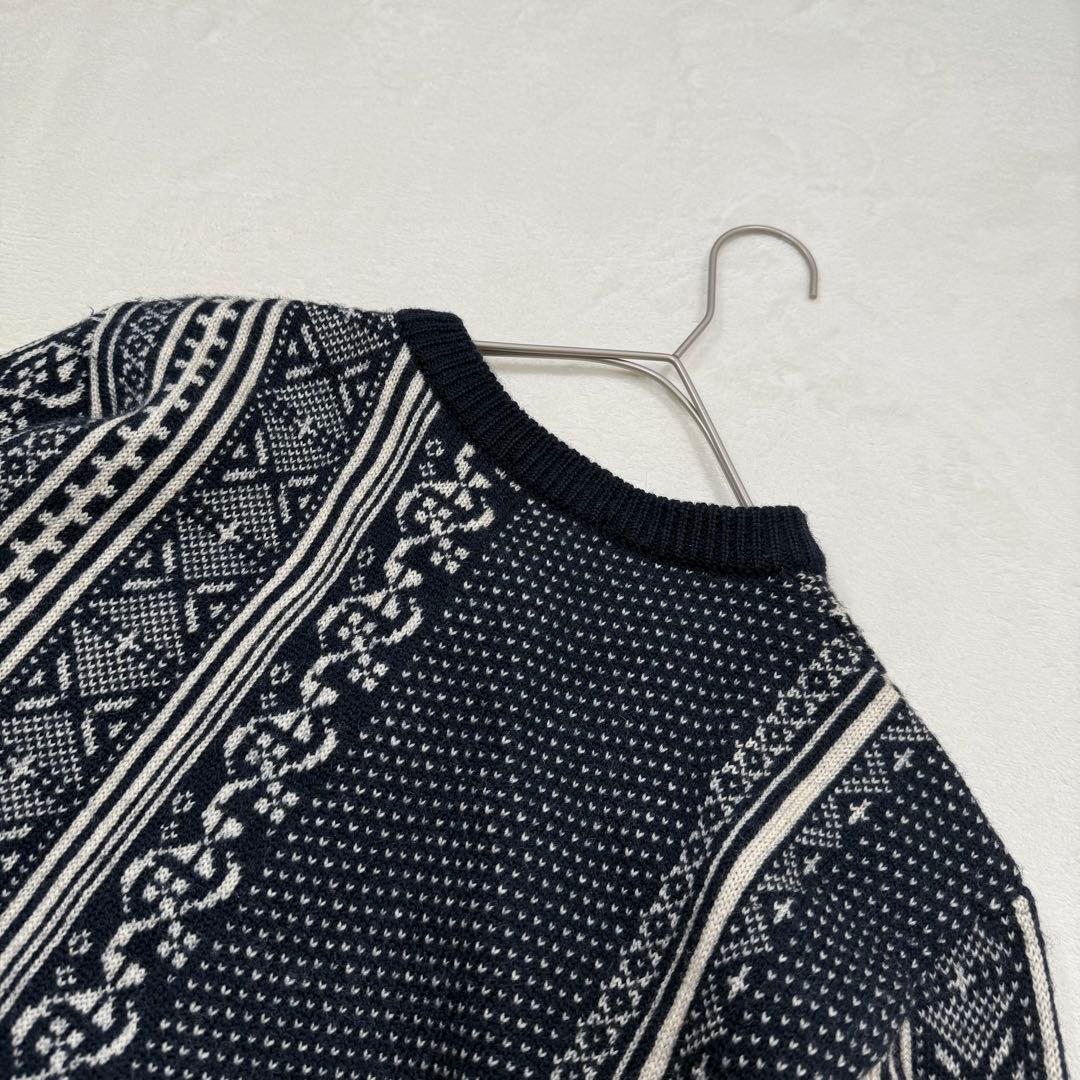 超希少 45rpm ビンテージ ニット ブルゾン 総柄 ランダムストライプ