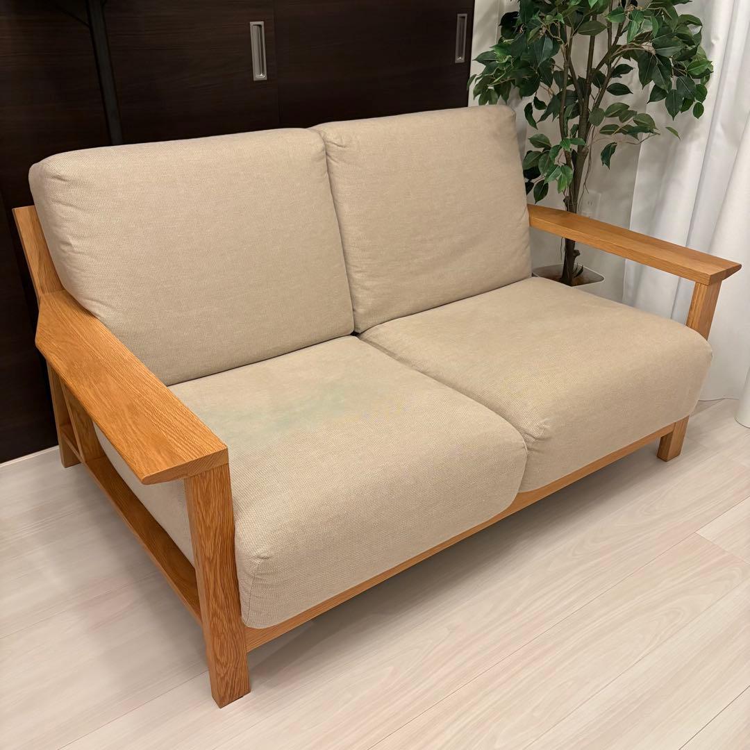 無印良品 ソファ ウレタンポケットコイル 2シーター 綿麻バスケット織カバー