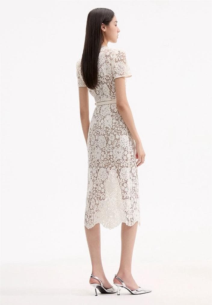 E*様 セルフポートレイト ワンピース リボン レース クリーム UK4 未使用