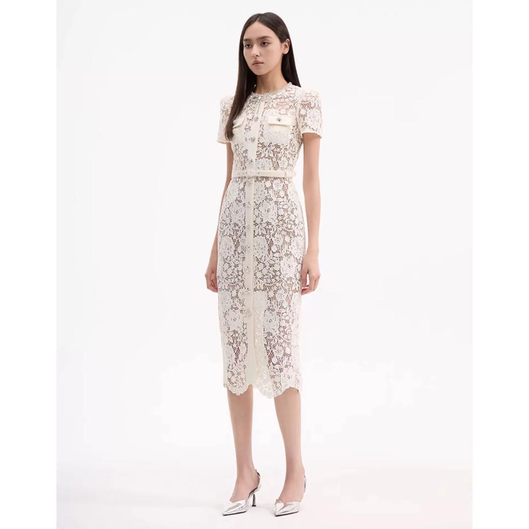 E*様 セルフポートレイト ワンピース リボン レース クリーム UK4 未使用