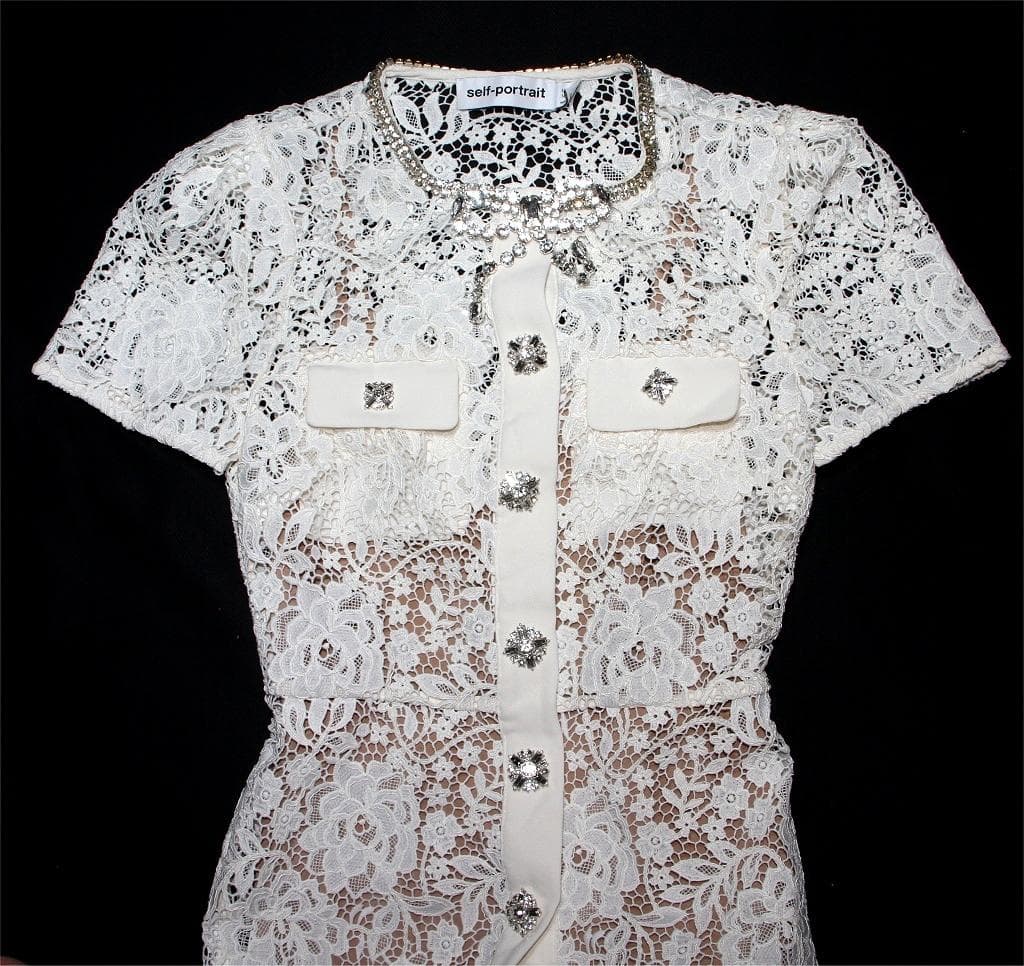 E*様 セルフポートレイト ワンピース リボン レース クリーム UK4 未使用