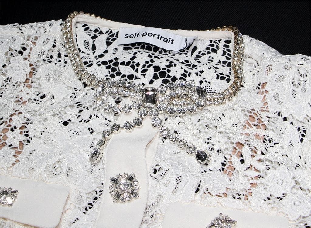 E*様 セルフポートレイト ワンピース リボン レース クリーム UK4 未使用