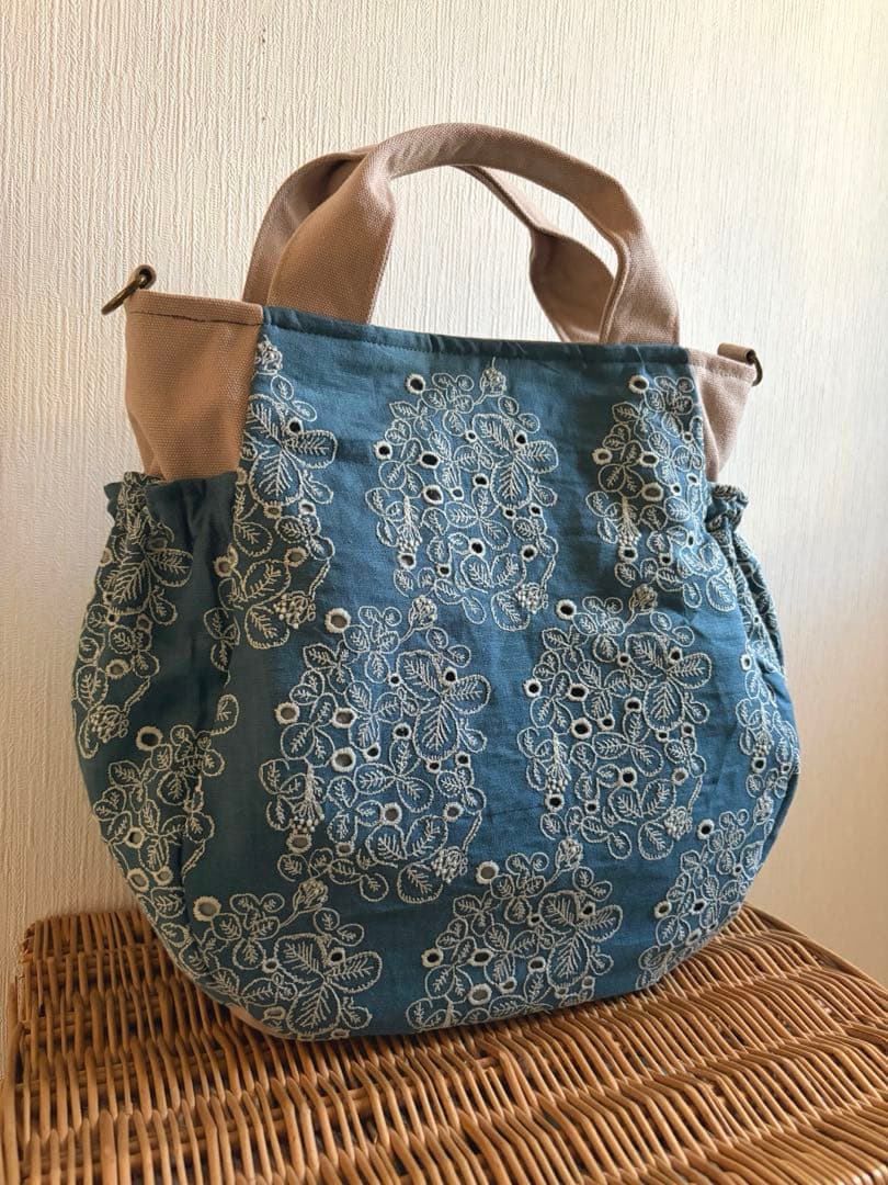 ミナペルホネン＊sometimes luckyギャザポケバッグ✂️ハンドメイド