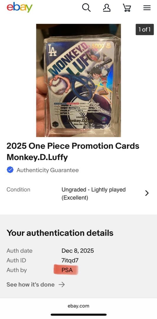 【PSA真贋鑑定】Dodgers x One Piece ワンピース ドジャース