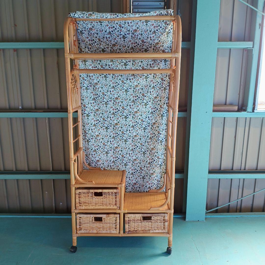 ※リメイク工房便※　ラタン　ハンガーラック 籐家具 アンティーク レトロ