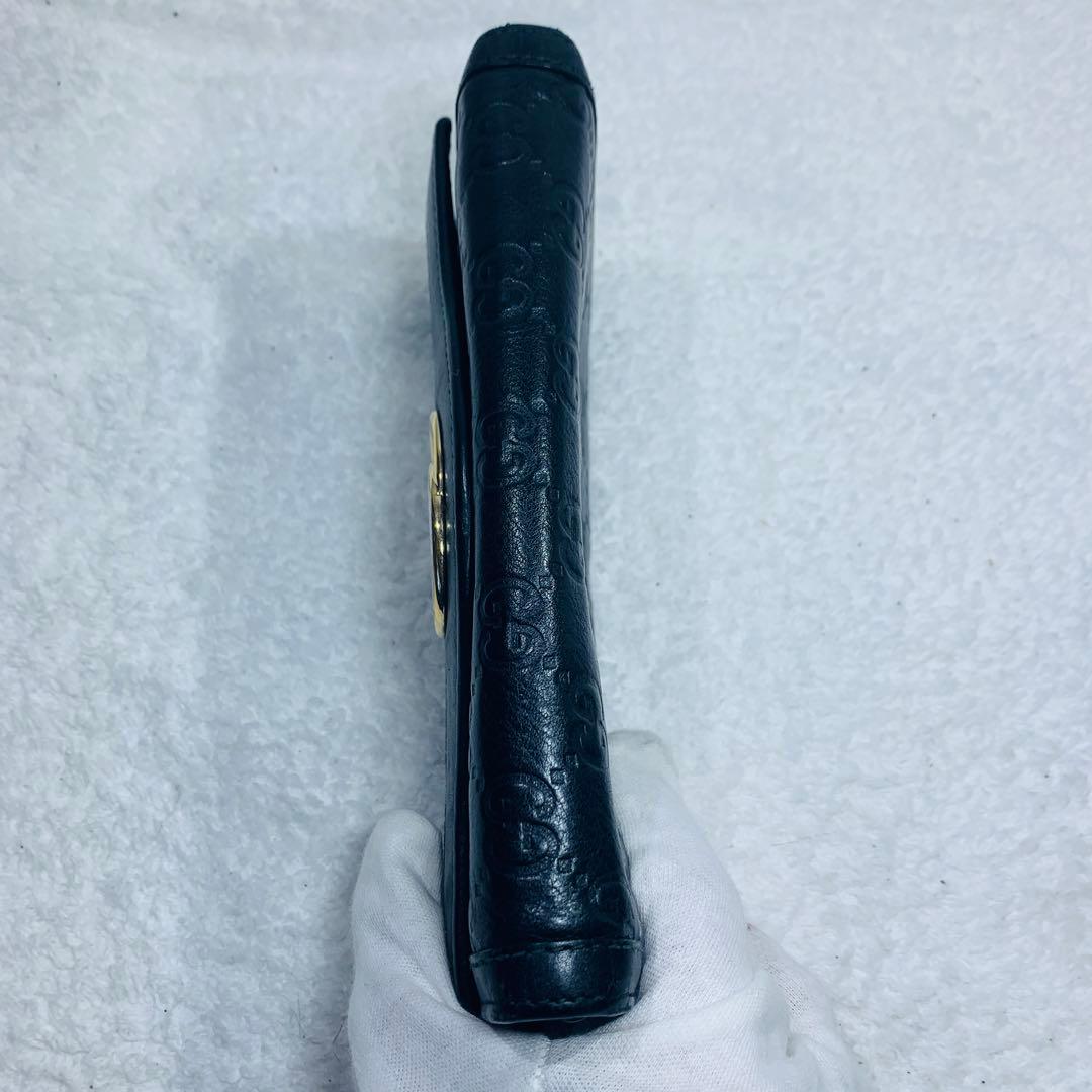 ⭐️GUCCI シマ　インターロッキング　L字ファスナー　ブラック　長財布