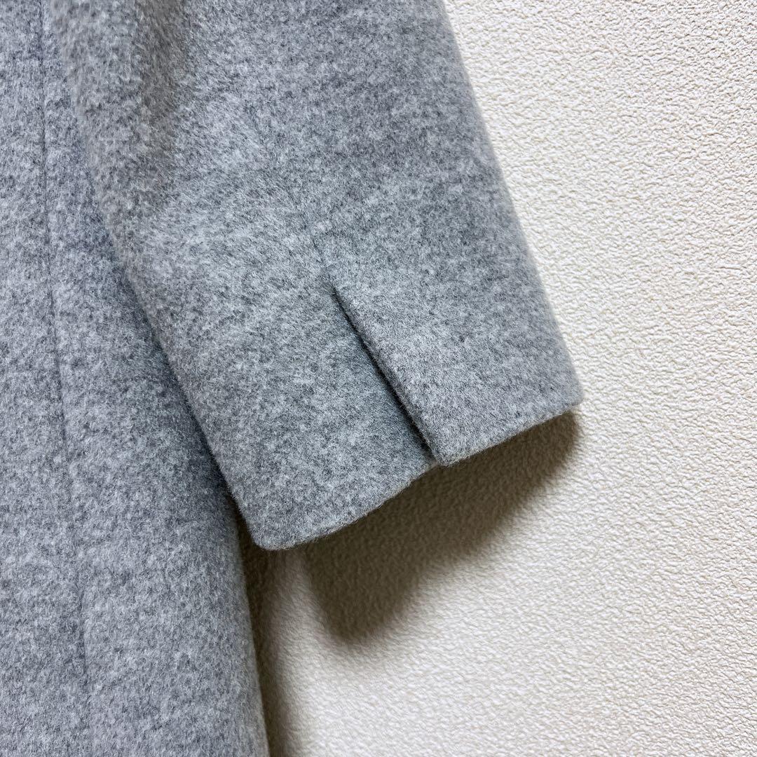 【極美品】 23区 ウール アンゴラ混 ビーバーフーデッド コート 44 グレー