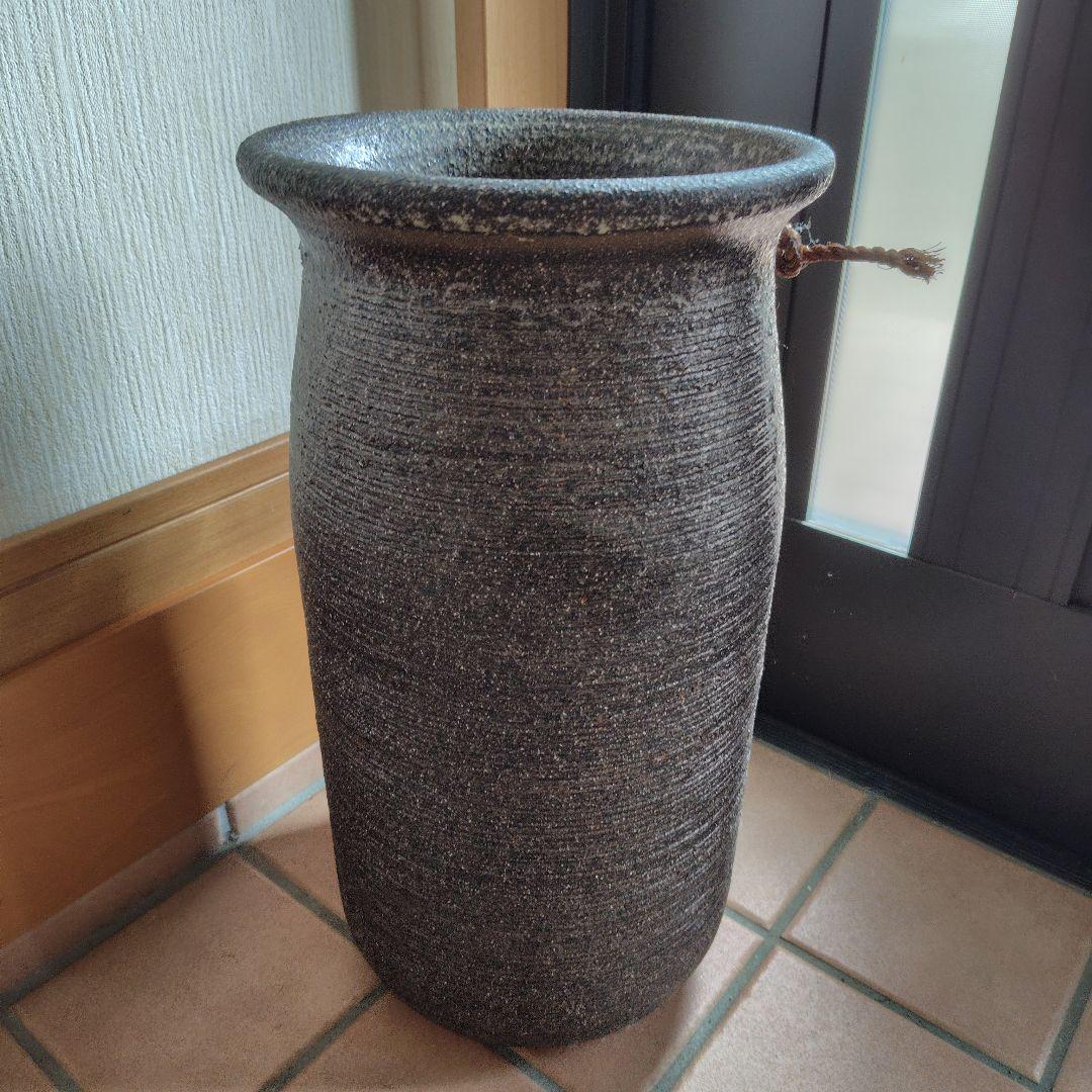 【シフォンケーキ】信楽焼　陶器　傘立て　玄関　素朴　重厚感