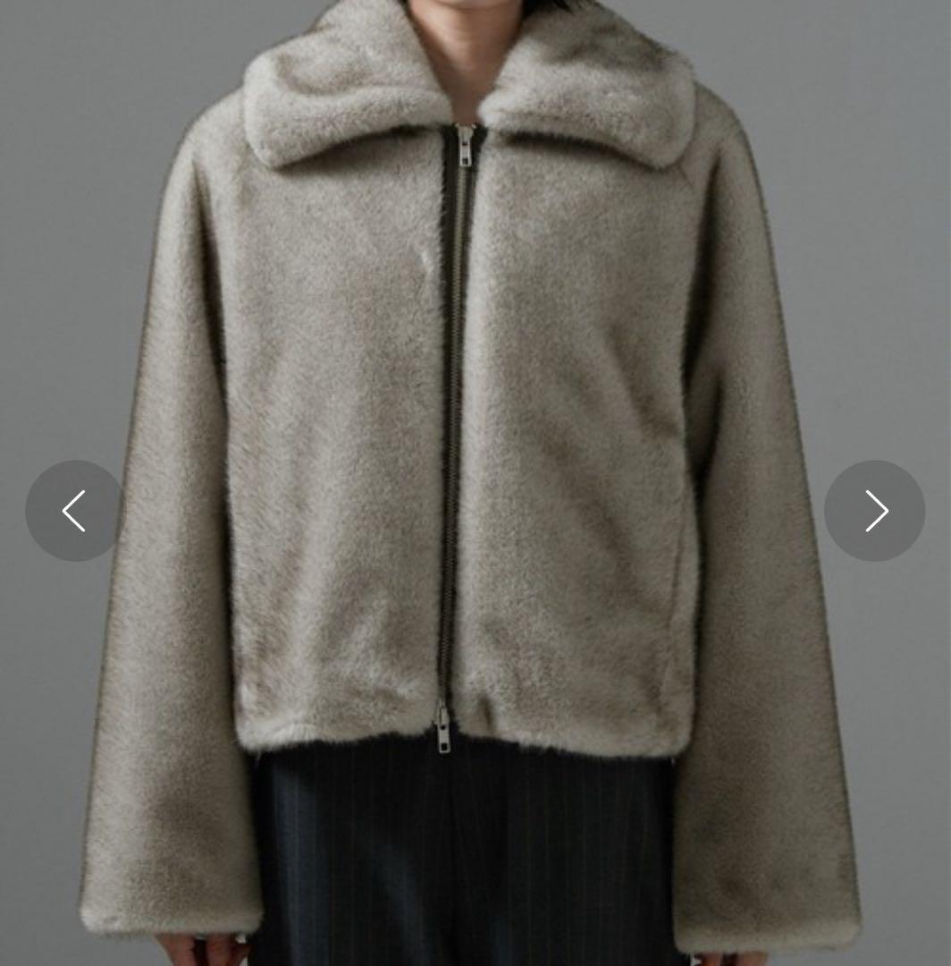 ミンクライクエコファークロップドジップブルゾン