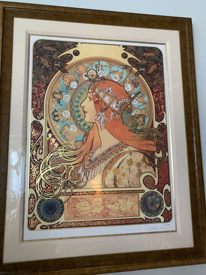 koh　特大サイズ ミュシャ 版画 zodiac 遺族サイン 金彩入り