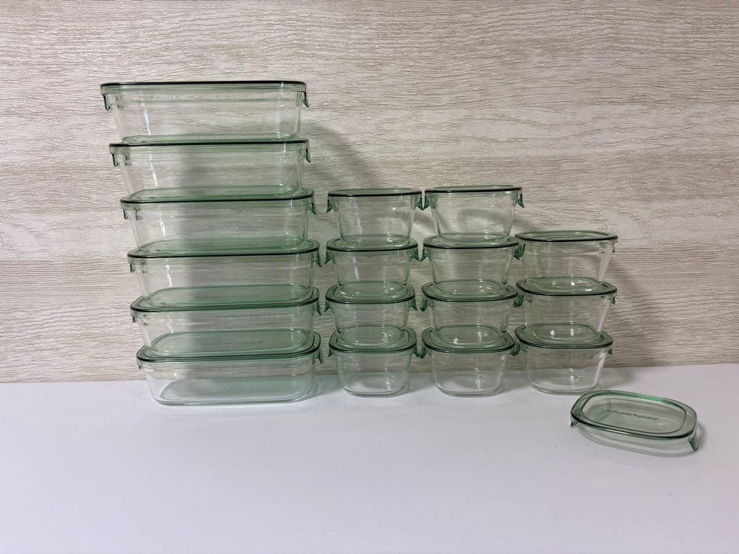 iwaki(イワキ) 耐熱ガラス 保存容器 グリーン 個セット
