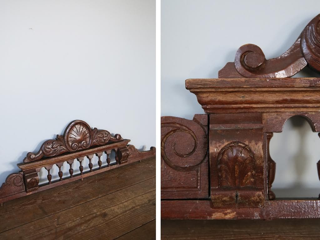 フランスアンティーク木製パーツ/壁飾りウォールアート/彫刻オブジェ(90-141