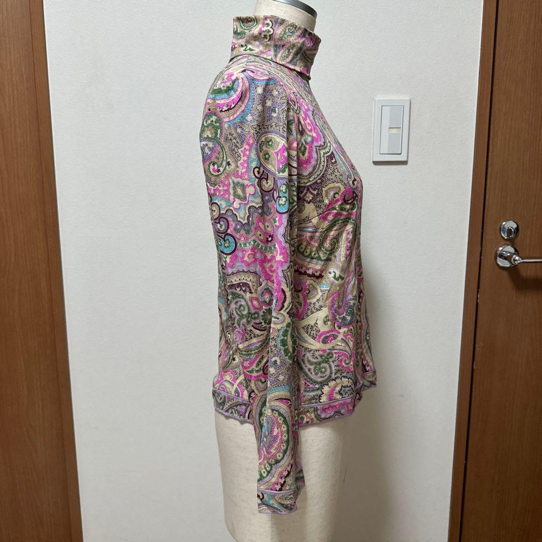 LEONARD FASHION ペイズリー柄 タートル 長袖 カットソー L