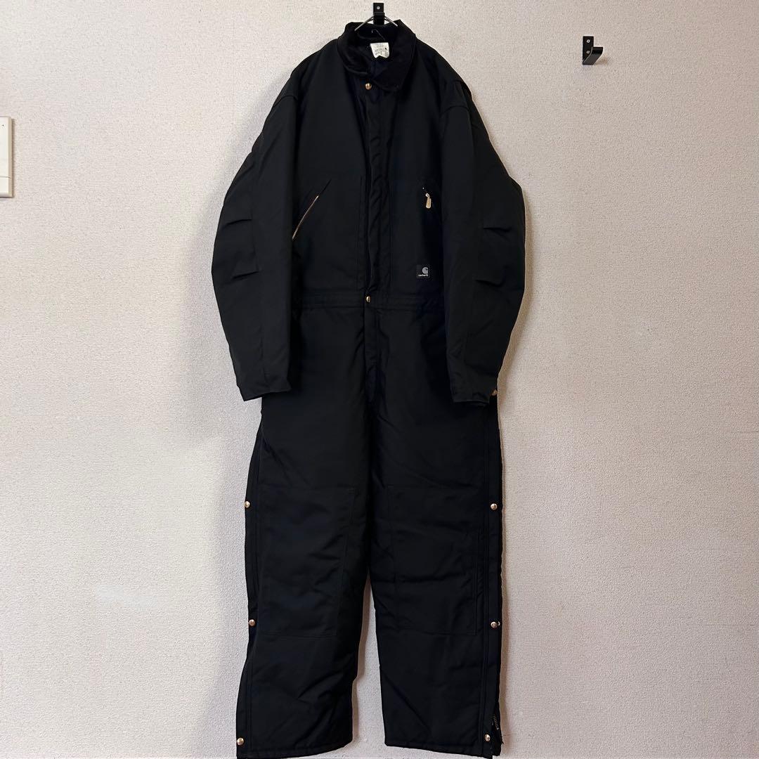 P276【42R】【ダブルニー】カーハート 防寒つなぎ 中綿入り 黒 メキシコ製