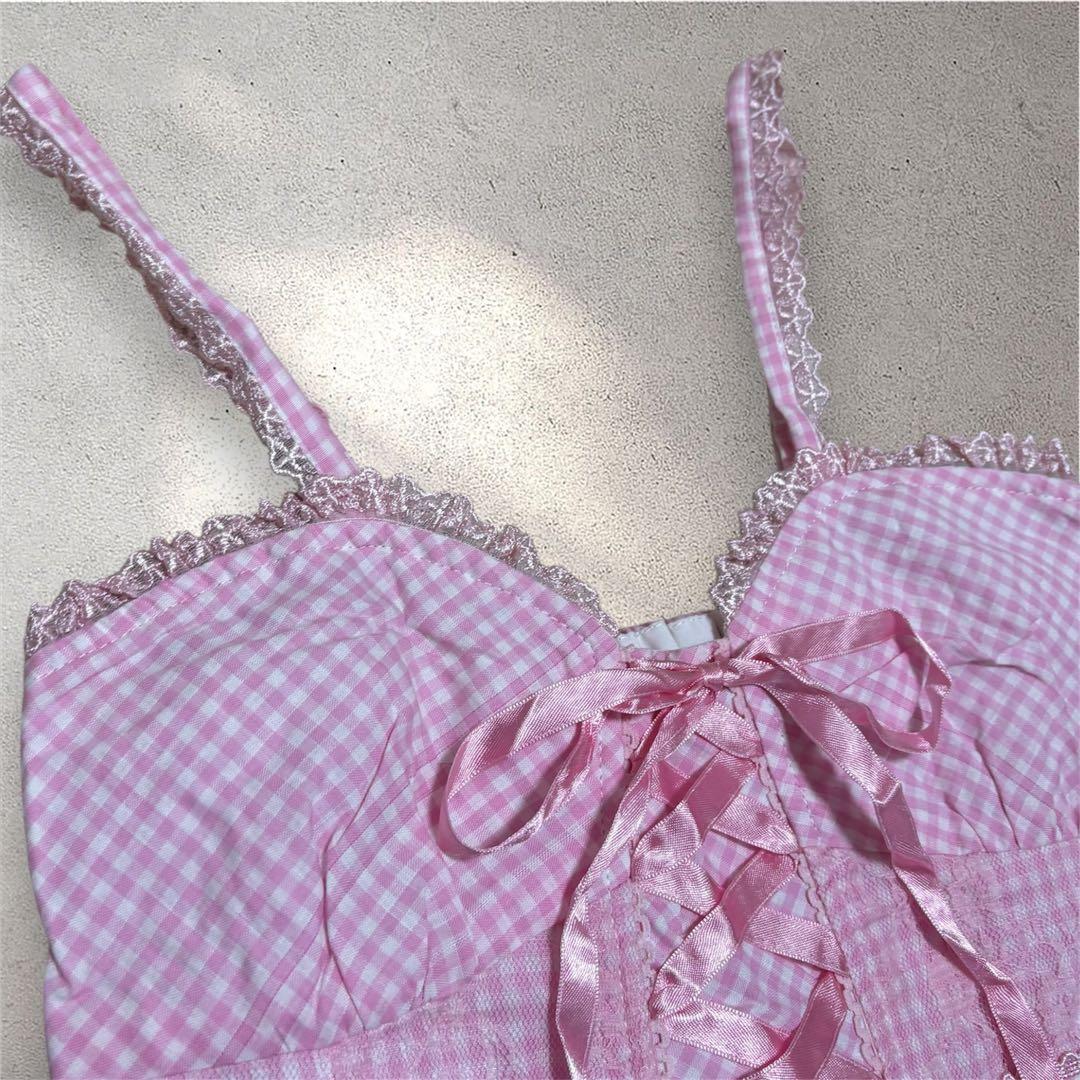 【タグ付き】TRALALA/トゥララ キャミワンピ チェック ピンク