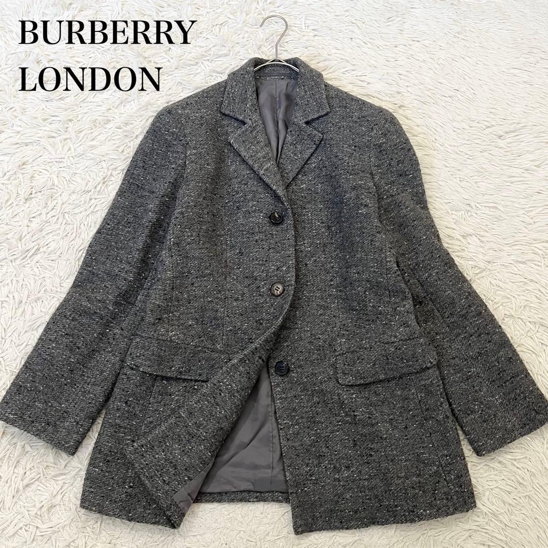 希少✨バーバリーロンドン　ショートコート　ジャケット　カシミヤ混　ツイード　42