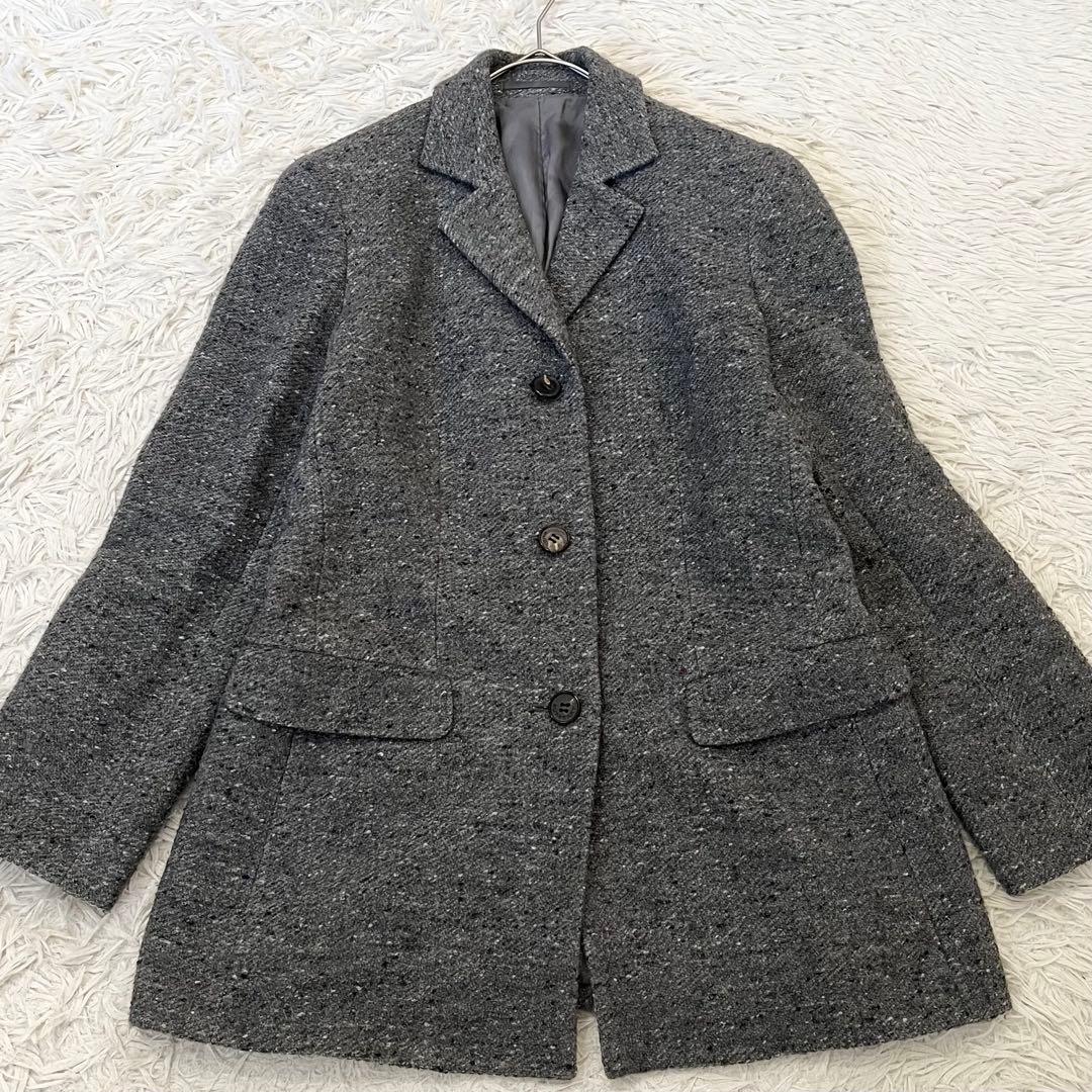 希少✨バーバリーロンドン　ショートコート　ジャケット　カシミヤ混　ツイード　42