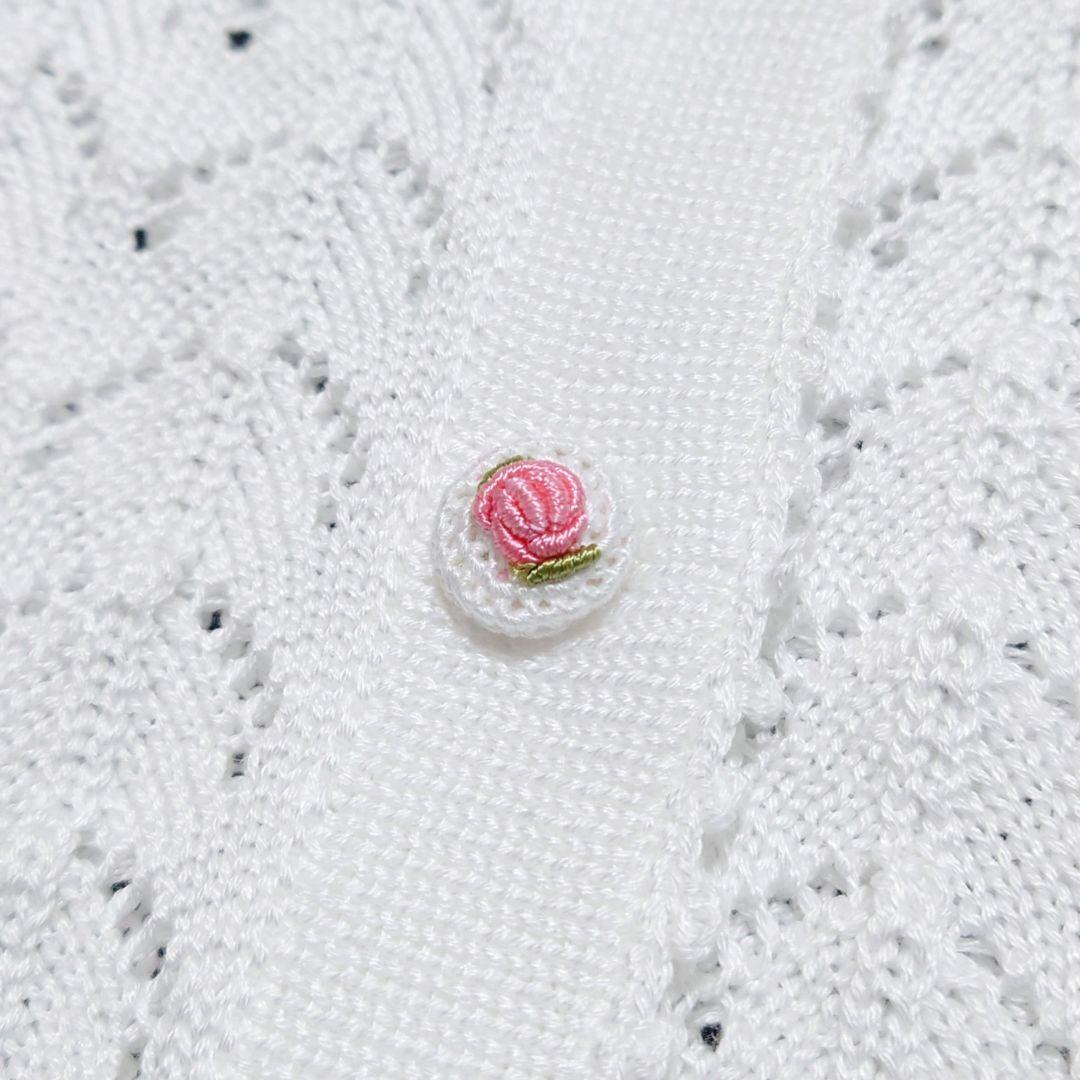 週末限定！ロイヤルアルパカ ピマコットン 透かし編み ペプラム カーディガン M