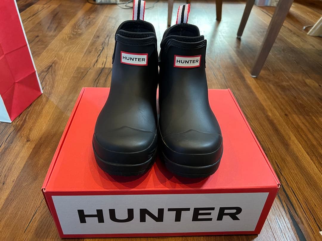 美品 26cm HUNTER ネオプレーン チェルシーブーツ ブラック US8