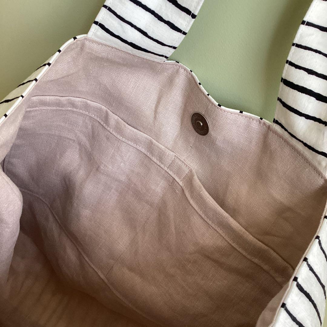 ミナペルホネンswing blueを両面でトートバッグ ハンドメイド