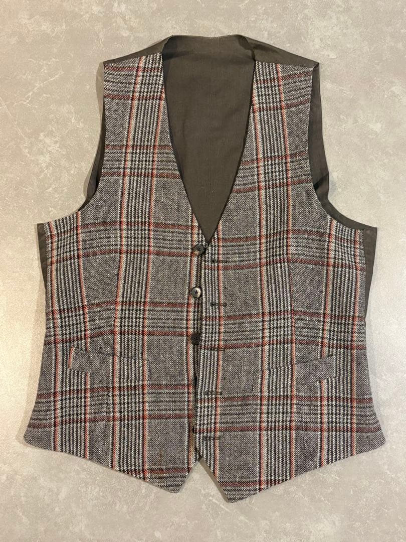 LARDINI チェック柄 ベスト グレー系　サイズ42