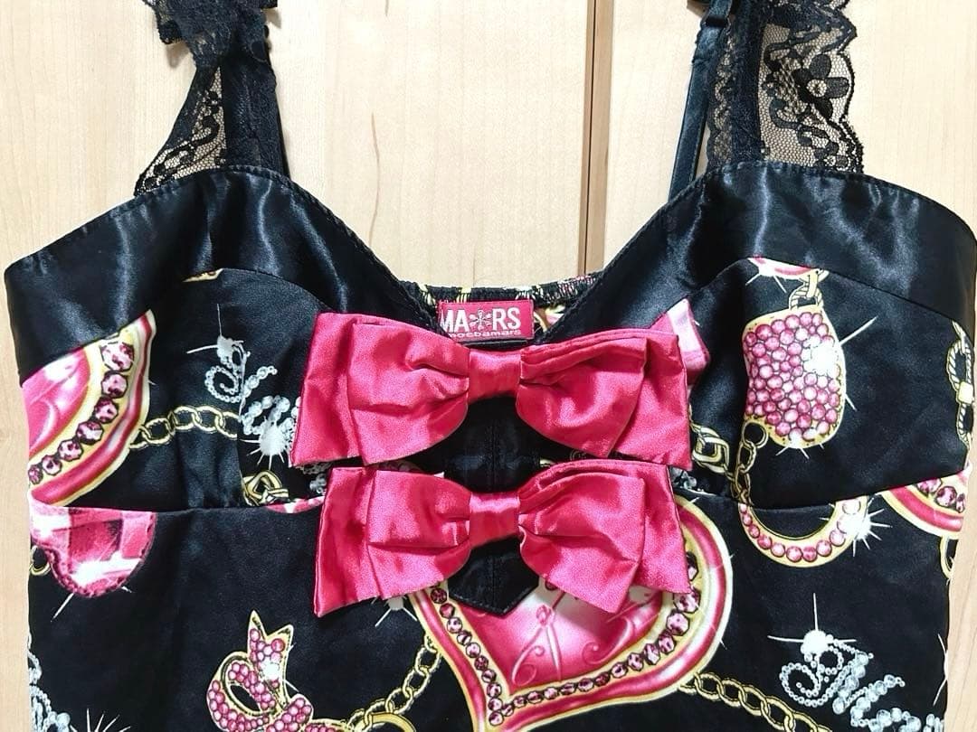 MARS♡AliceTime柄♡アリスタイム♡胸元リボン♡キャミトップス♡BK