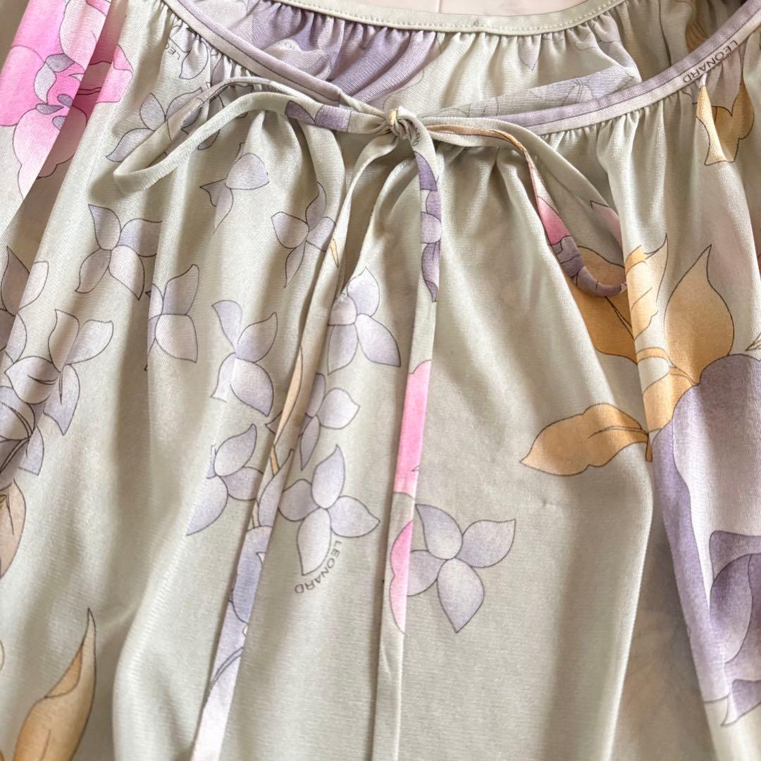 レオナール★最高級カンカン チュニック トップス 花柄 リボン XL相当