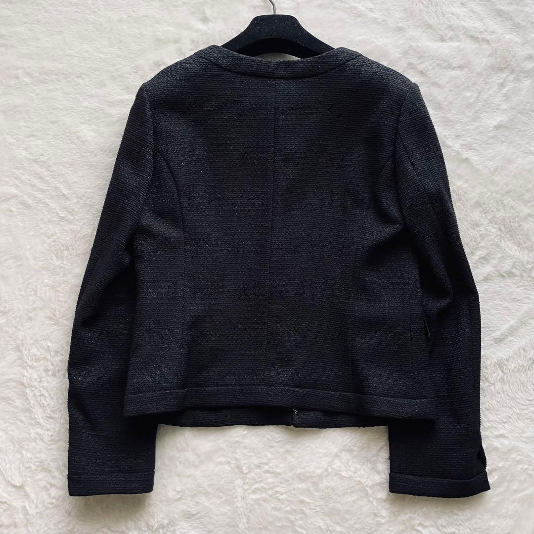 極美品✨ユナイテッドアローズ　セットアップ　ノーカラー　ツイード　紺　L