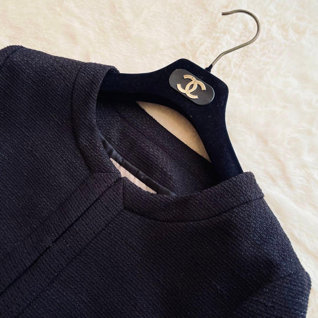 極美品✨ユナイテッドアローズ　セットアップ　ノーカラー　ツイード　紺　L