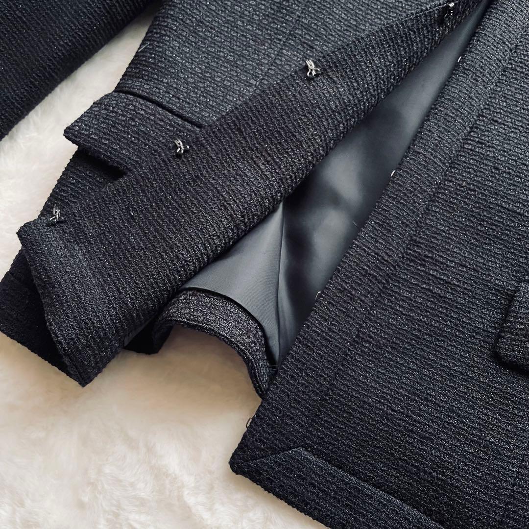 極美品✨ユナイテッドアローズ　セットアップ　ノーカラー　ツイード　紺　L